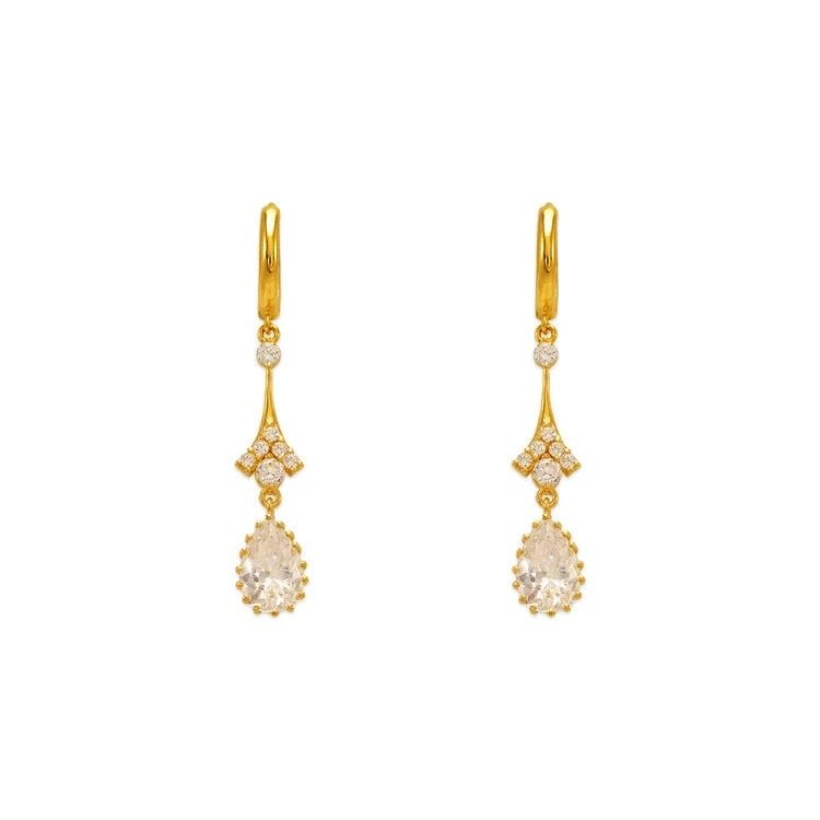 NEW 14K YELLOW GOLD FANCY STONE DANGLING EARRINGS: NEW 14K YELLOW GOLD FANCY STONE DANGLING EARRINGS FANCY STONE DANGLING EARRINGS NEW 14K YELLOW GOLD Width: Approx. 12x40mm Apx WEIGHT: 3.1g