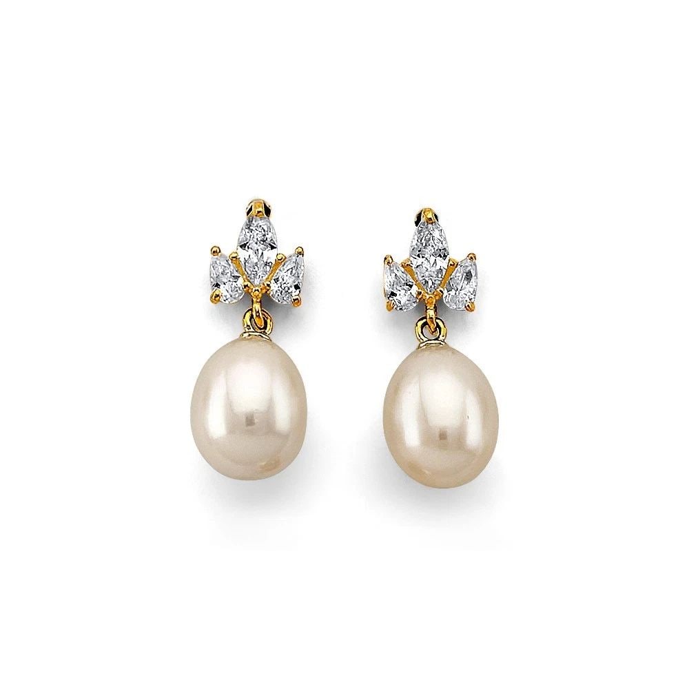 NEW 14K YELLOW GOLD PEARL EARRINGS (1 of 2)