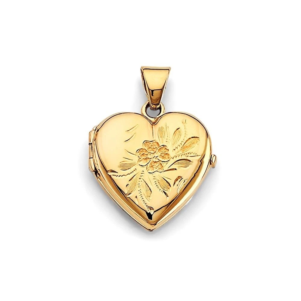 NEW 14K YELLOW GOLD HEART LOCKET PENDANT (1 of 2)