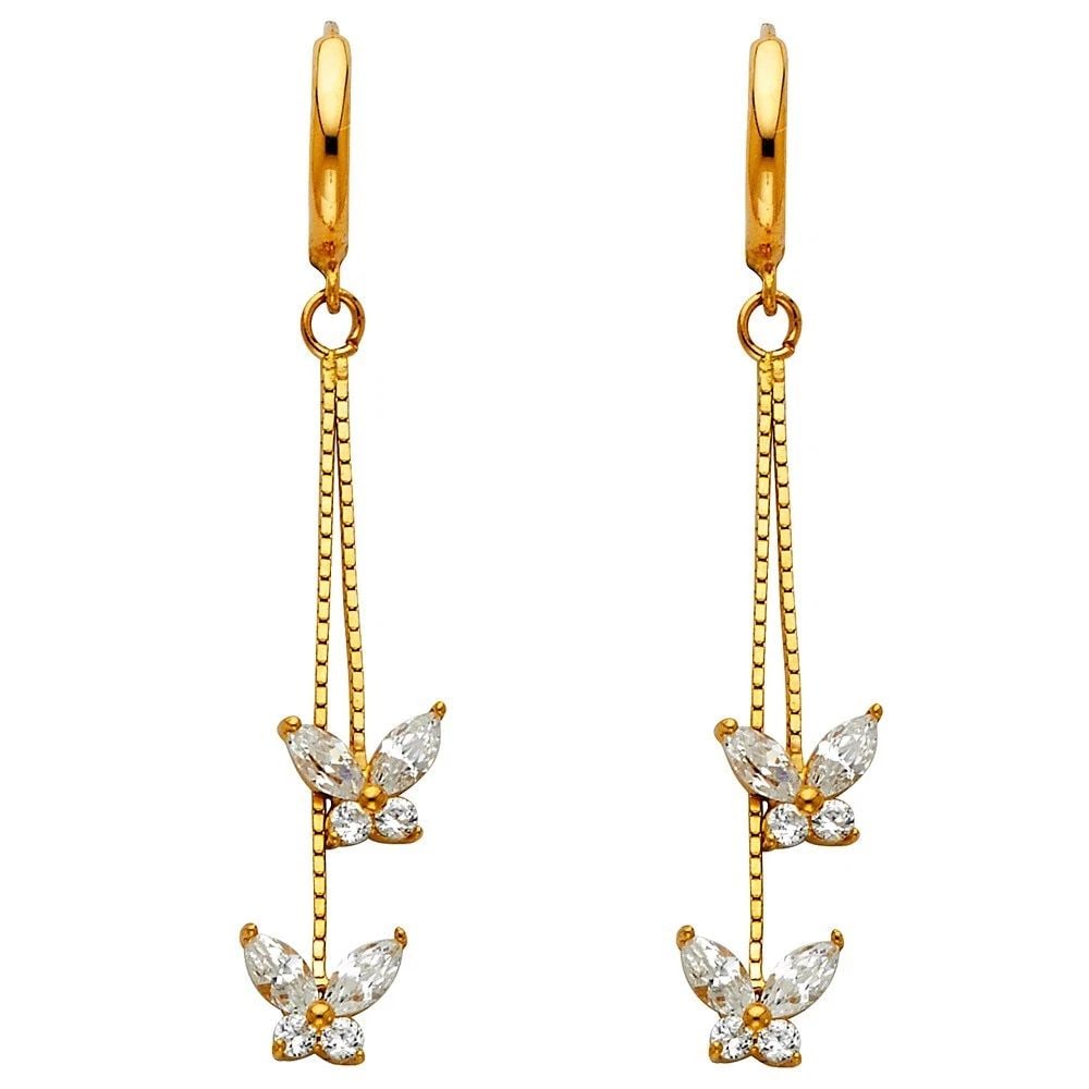NEW 14K YELLOW GOLD DANGLE HUGGIES EARRINGS: NEW 14K YELLOW GOLD DANGLE HUGGIES EARRINGS DANGLE HUGGIES EARRINGS NEW 14K YELLOW GOLD HEIGHT - 35 mm WIDTH - 8 mm Apx WEIGHT - 2.3 g