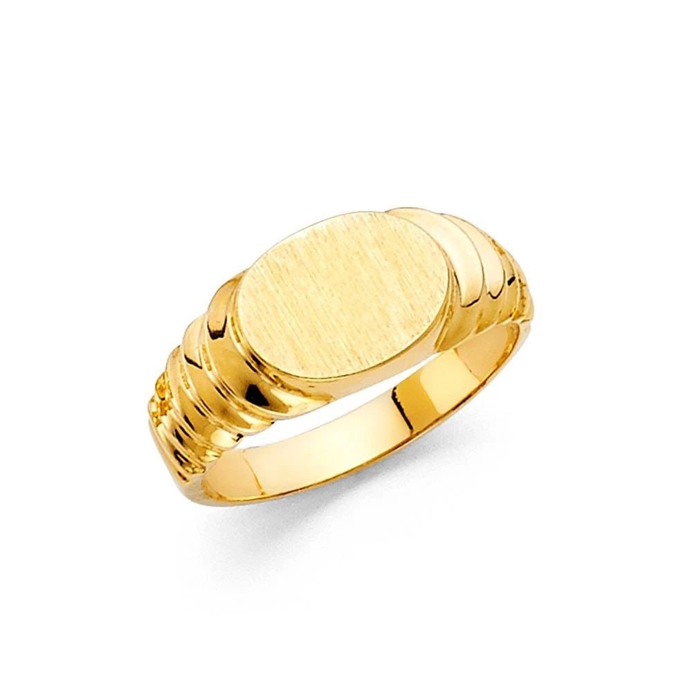 NEW 14K YELLOW GOLD JUNIOR SIGNET RING - SIZE 7: NEW 14K YELLOW GOLD JUNIOR SIGNET RING JUNIOR SIGNET RING NEW 14K YELLOW GOLD WIDTH : 7 mm WEIGHT : 3g