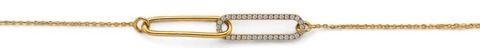 NEW 14K TWO TONE GOLD PAPERCLIP BRACELET (1 of 2)