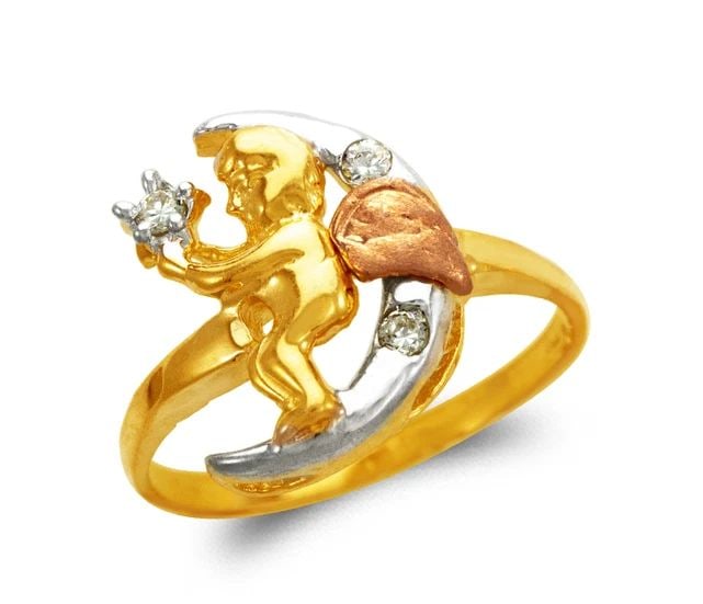 NEW 14K TRICOLOR GOLD LADIES CUPID RING (1 of 2)