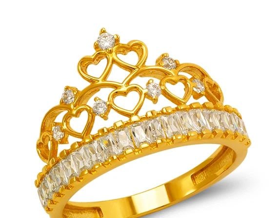 NEW 14K YELLOW GOLD FANCY TIARA RING (1 of 2)