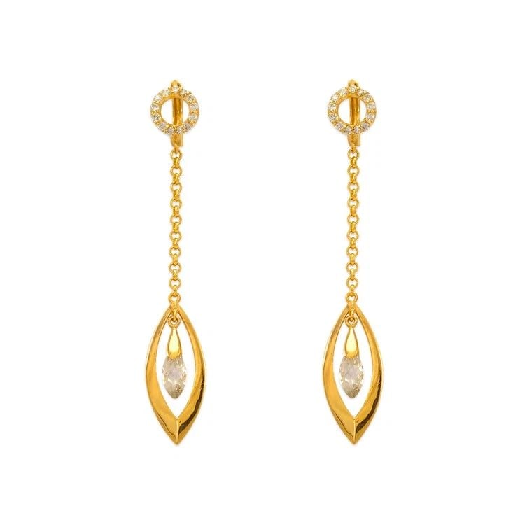 NEW 14K YELLOW GOLD FANCY DROP EARRINGS: NEW 14K YELLOW GOLD FANCY DROP EARRINGS FANCY DROP EARRINGS NEW 14K YELLOW GOLD Width: Approx. 12x57mm Apx WEIGHT: 3g
