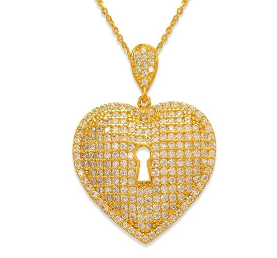 NEW 14K YELLOW GOLD FANCY HEART LOCK PENDANT: NEW 14K YELLOW GOLD FANCY HEART LOCK PENDANT FANCY HEART LOCK PENDANT NEW 14K YELLOW GOLD Apx. WIDTH: 22x23mm Apx WEIGHT: 3.0g