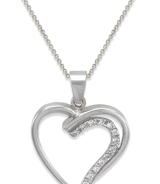 NEW 14K WHITE GOLD HEART PENDANT (1 of 2)