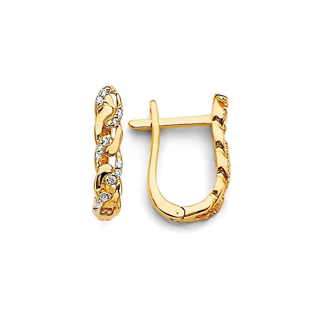 NEW 14K YELLOW GOLD U SHAPE HUGGIES EARRINGS (1 of 2)