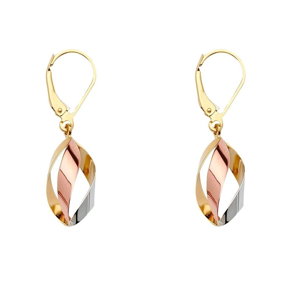 NEW 14K TRI COLOR GOLD TEAR DROP TYPE EARRINGS (1 of 2)