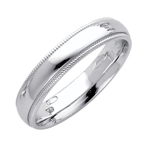 NEW 14K WHITE GOLD 4MM MILGRAIN COMFORT WEDDING BAND - SIZE 7: NEW 14K WHITE GOLD 4MM MILGRAIN COMFORT WEDDING BAND 4MM MILGRAIN COMFORT WEDDING BAND NEW 14K WHITE GOLD WIDTH: 4 mm Apx. WEIGHT: 2.94 g