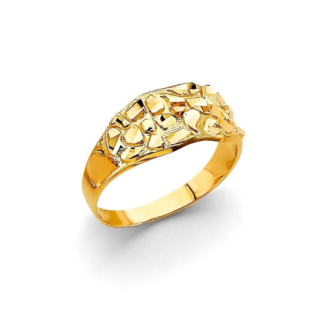 NEW 14K YELLOW GOLD NUGGET MEN'S RING - SIZE 10 - SIZE 10: NEW 14K YELLOW GOLD NUGGET MEN'S RING NUGGET MEN'S RING NEW 14K YELLOW GOLD WIDTH : WEIGHT : 2.9g