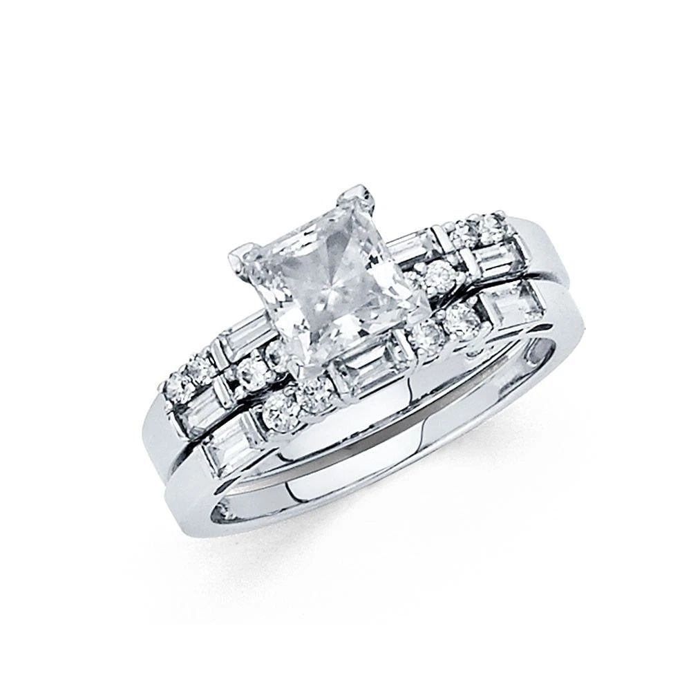NEW 14K WHITE GOLD PRINCESS ENGAGEMENT RING - SIZE 7 (1 of 2)