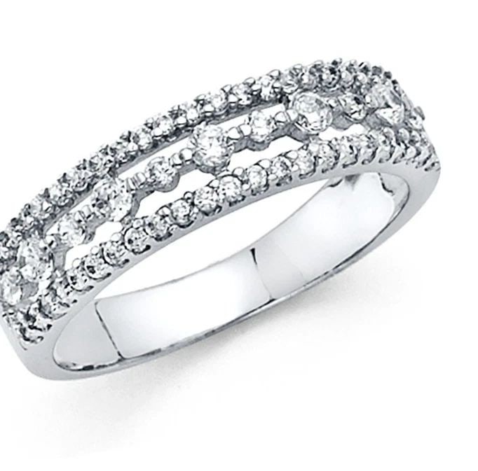 NEW 14K WHITE GOLD ANNIVERSARY RING - SIZE 7: NEW 14K WHITE GOLD ANNIVERSARY RING ANNIVERSARY RING NEW 14K WHITE GOLD WIDTH: 5 mm Apx. WEIGHT: 2.92 g