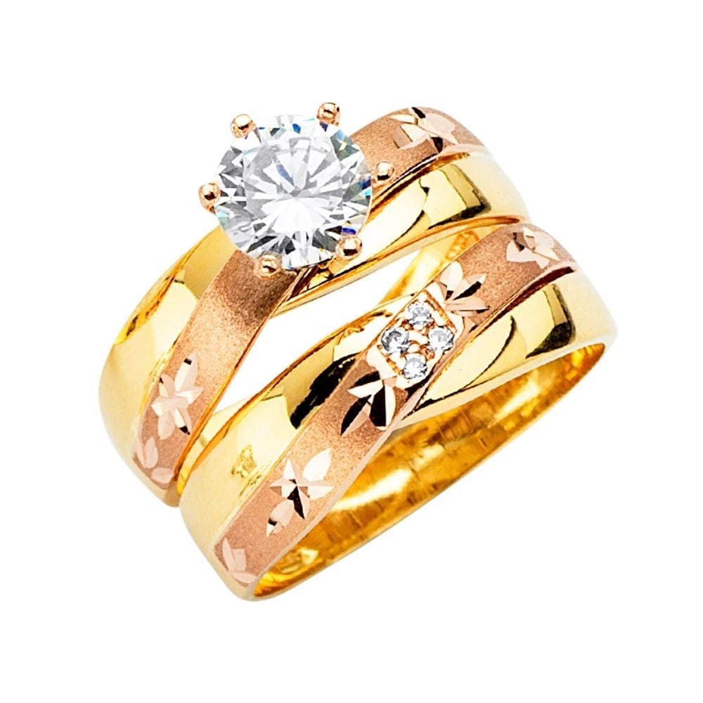 NEW 14K TRI COLOR GOLD LADIES WEDDING BAND/TRIO SET - SIZE 7: NEW 14K TRI COLOR GOLD LADIES WEDDING BAND/TRIO SET LADIES WEDDING BAND/TRIO SET NEW 14K TRI COLOR GOLD WIDTH : WEIGHT : 2.9g