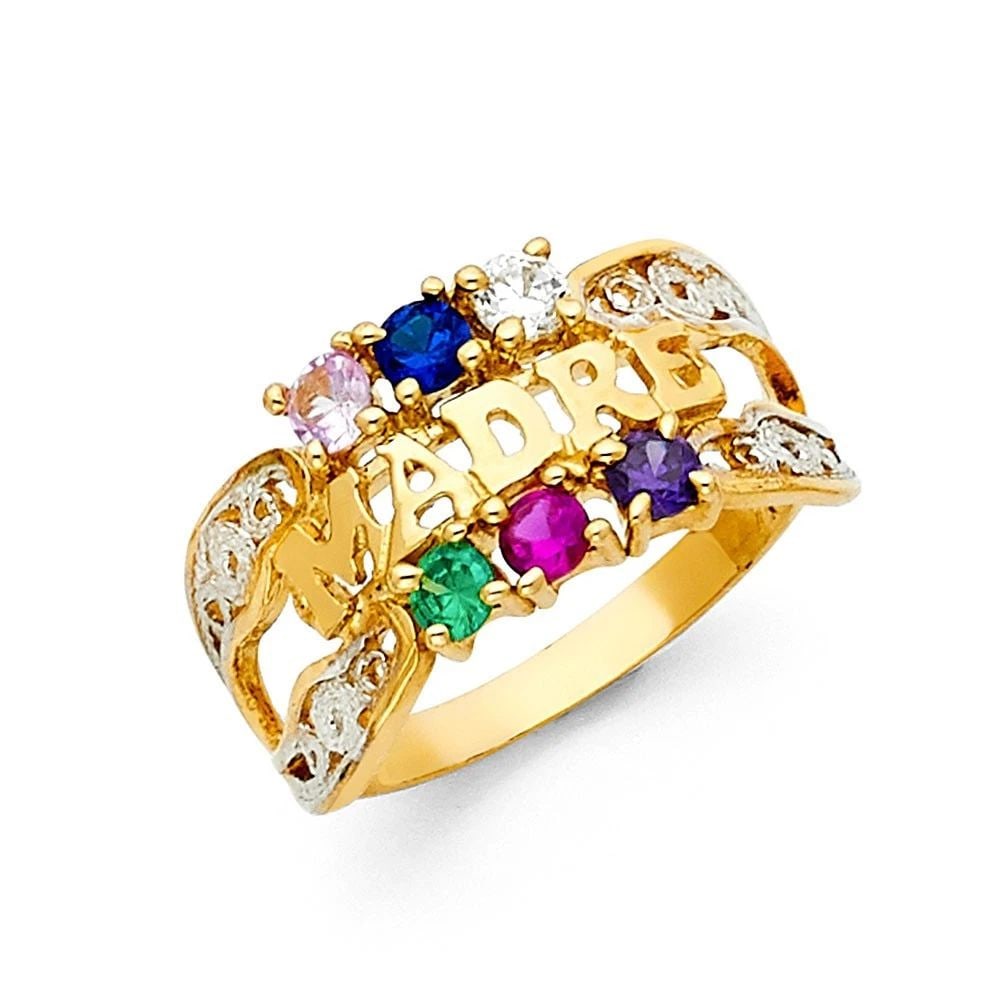 NEW 14K TWO TONE GOLD MOTHERS RING - SIZE 7: NEW 14K TWO TONE GOLD MOTHERS RING MOTHERS RING NEW 14K TWO TONE GOLD WIDTH : 10 mm WEIGHT : 2.9g