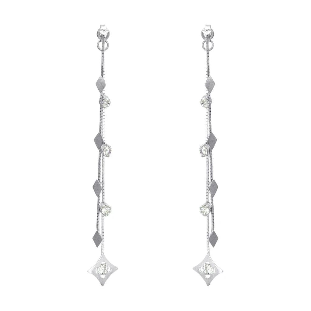 NEW 14K WHITE GOLD 2PC LAYERED DANGLING EARRINGS: NEW 14K WHITE GOLD 2PC LAYERED DANGLING EARRINGS 2PC LAYERED DANGLING EARRINGS NEW 14K WHITE GOLD Width: Approx. 9x78mm Apx WEIGHT: 2.9g