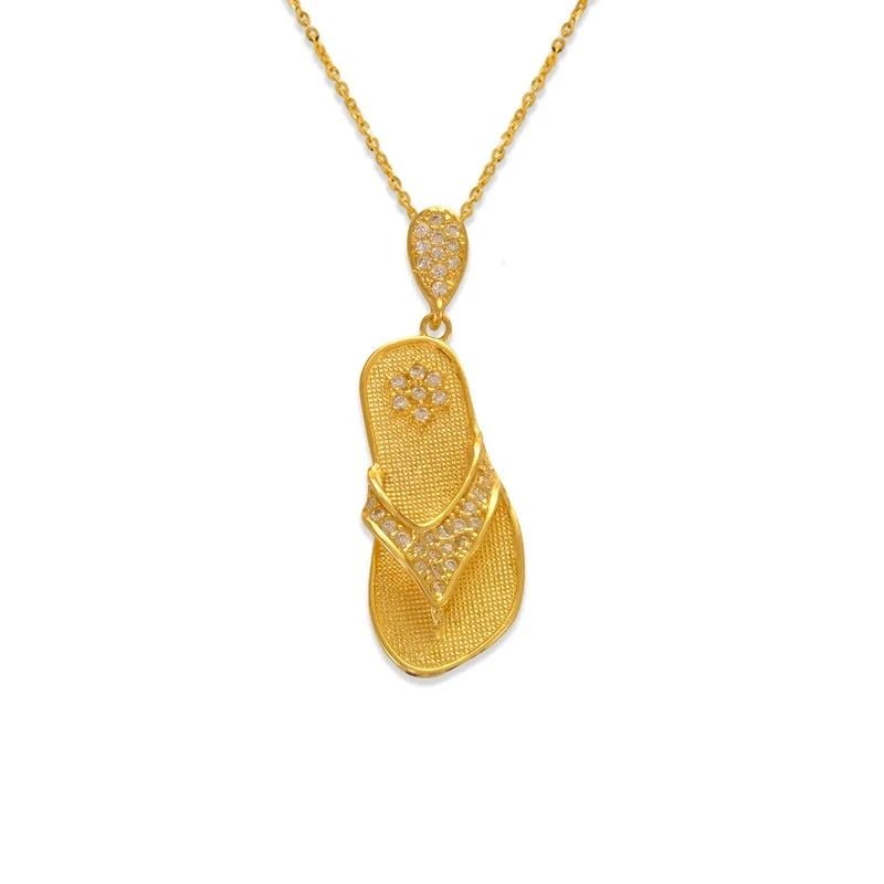 NEW 14K YELLOW GOLD FANCY SANDAL PENDANT (1 of 2)