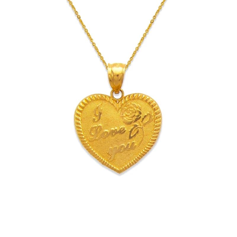 NEW 14K YELLOW GOLD I LOVE YOU HEART PENDANT (1 of 2)