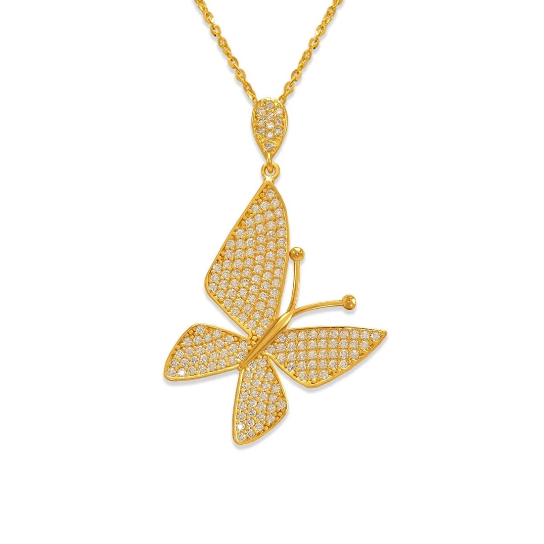 NEW 14K YELLOW GOLD FANCY BUTTERFLY PENDANT (1 of 2)