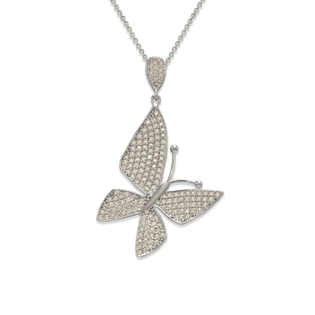 NEW 14K WHITE GOLD FANCY BUTTERFLY PENDANT (1 of 2)