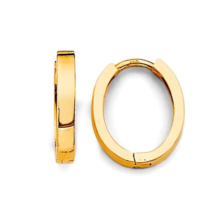 NEW 14K YELLOW GOLD POLISH OVAL HUGGIES EARRINGS: NEW 14K YELLOW GOLD POLISH OVAL HUGGIES EARRINGS POLISH OVAL HUGGIES EARRINGS NEW 14K YELLOW GOLD HEIGHT - 15 mm WIDTH - 12 mm Apx WEIGHT - 2.2 g