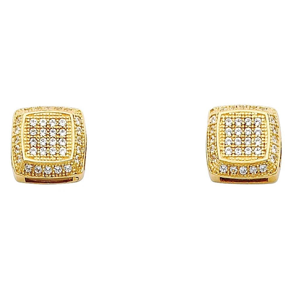 NEW 14K YELLOW GOLD SQUARE EARRINGS (1 of 2)