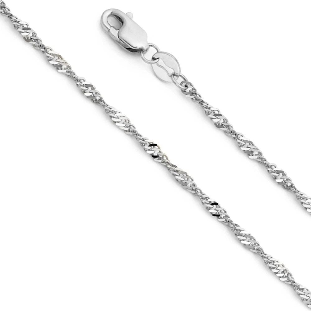NEW 14K WHITE GOLD 028 (1.8MM) SINGAPORE CHAIN (1 of 2)