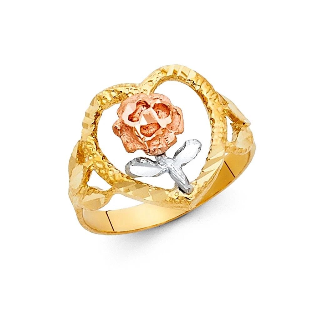 NEW 14K TRI COLOR GOLD FANCY FLOWER RING - SIZE 7: NEW 14K TRI COLOR GOLD FANCY FLOWER RING FANCY FLOWER RING NEW 14K TRI COLOR GOLD WIDTH : 15 mm WEIGHT : 2.9g