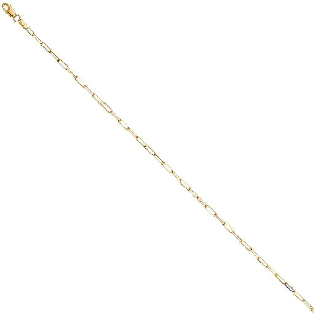 NEW 14K YELLOW GOLD 1.8MM TRIANGLE DC PAPERCLIP CHAIN: 14K YELLOW GOLD 1.8MM TRIANGLE DC PAPERCLIP CHAIN 1.8MM TRIANGLE DC PAPERCLIP CHAIN NEW 14K YELLOW GOLD WIDTH: 1.8mm AVERAGE Apx WEIGHT: 2.2g