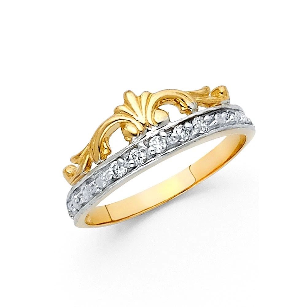 NEW 14K TWO TONE GOLD FANCY HEART RING - SIZE 7: NEW 14K TWO TONE GOLD FANCY HEART RING FANCY HEART RING NEW 14K TWO TONE GOLD WIDTH : 8 mm WEIGHT : 2.9g