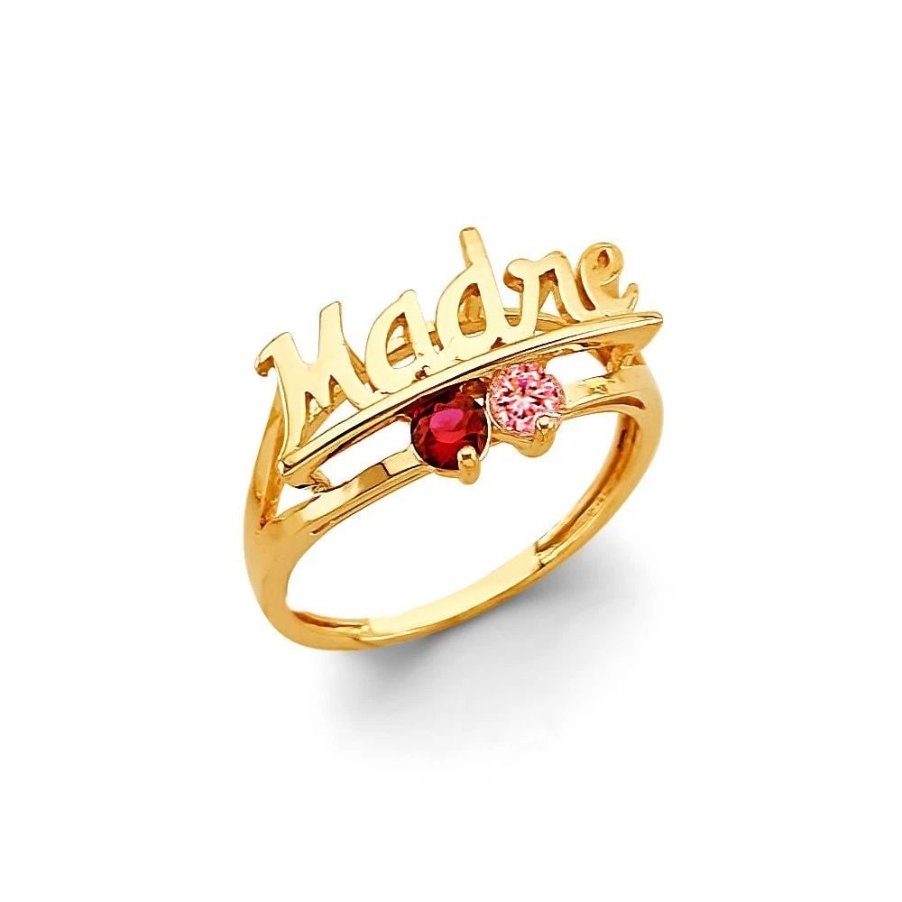 NEW 14K YELLOW GOLD 2 STONE MOTHER'S RING -SIZE 7 (1 of 2)