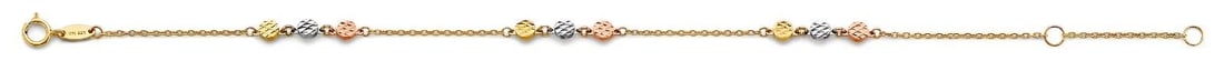 NEW 14K TRI COLOR GOLD LIGHT ANKLET (1 of 2)