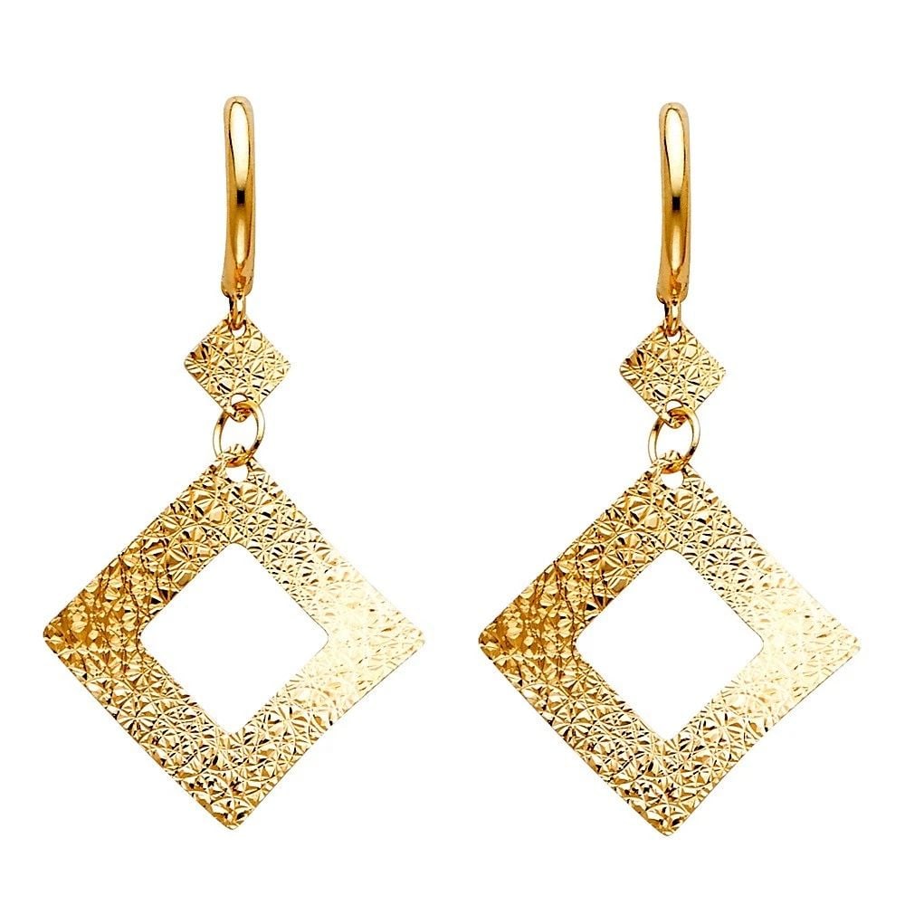 NEW 14K YELLOW GOLD DANGLING EARRINGS: NEW 14K YELLOW GOLD DANGLING EARRINGS (ER336) DANGLING EARRINGS (ER336) NEW 14K YELLOW GOLD HEIGHT - 40 mm WIDTH - 22 mm Apx WEIGHT - 2.1 g