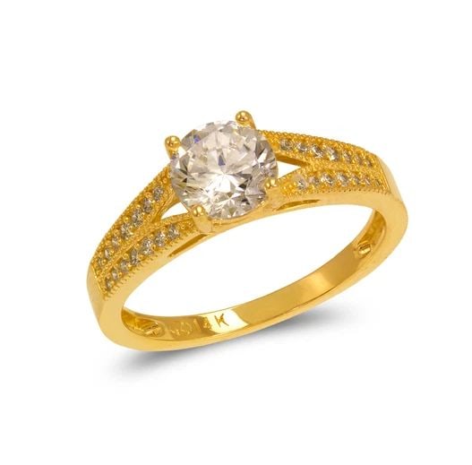 NEW 14K YELLOW GOLD LADIES FANCY SOLITAIRE RING: NEW 14K YELLOW GOLD LADIES FANCY SOLITAIRE RING LADIES FANCY SOLITAIRE RING NEW 14K YELLOW GOLD Apx. SIZE: 6mm Apx. WEIGHT: 2.8g