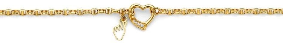 NEW 14K YELLOW GOLD HEART WITH FINGER HEART CHARM BRACELET (1 of 2)
