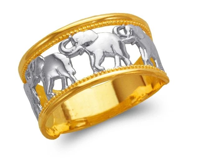 NEW 14K TWO TONE GOLD LADIES ELEPHANT FILIGREE RING: NEW 14K TWO TONE GOLD LADIES ELEPHANT FILIGREE RING LADIES ELEPHANT FILIGREE RING NEW 14K TWO TONE GOLD Apx. WIDTH: 10mm Apx. WEIGHT: 2.8g