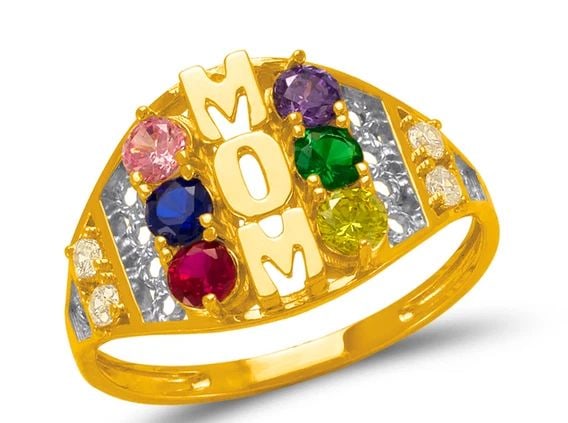 NEW 14K TWO TONE GOLD MOM RING (1 of 2)