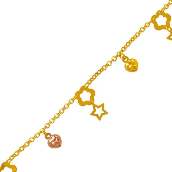 NEW 14K TRICOLOR GOLD CHARM BRACELET (1 of 2)