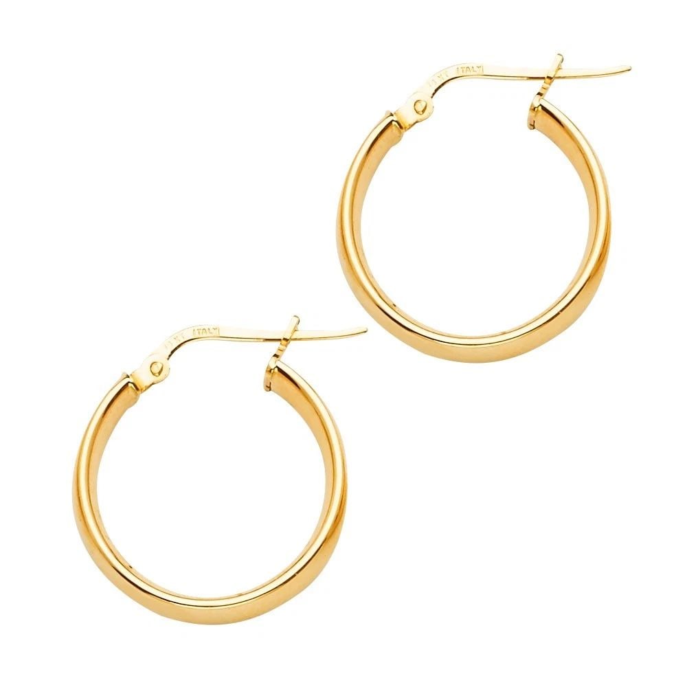 NEW 14K YELLOW GOLD BASIC HOLLOW HOOP EARRINGS (1 of 2)