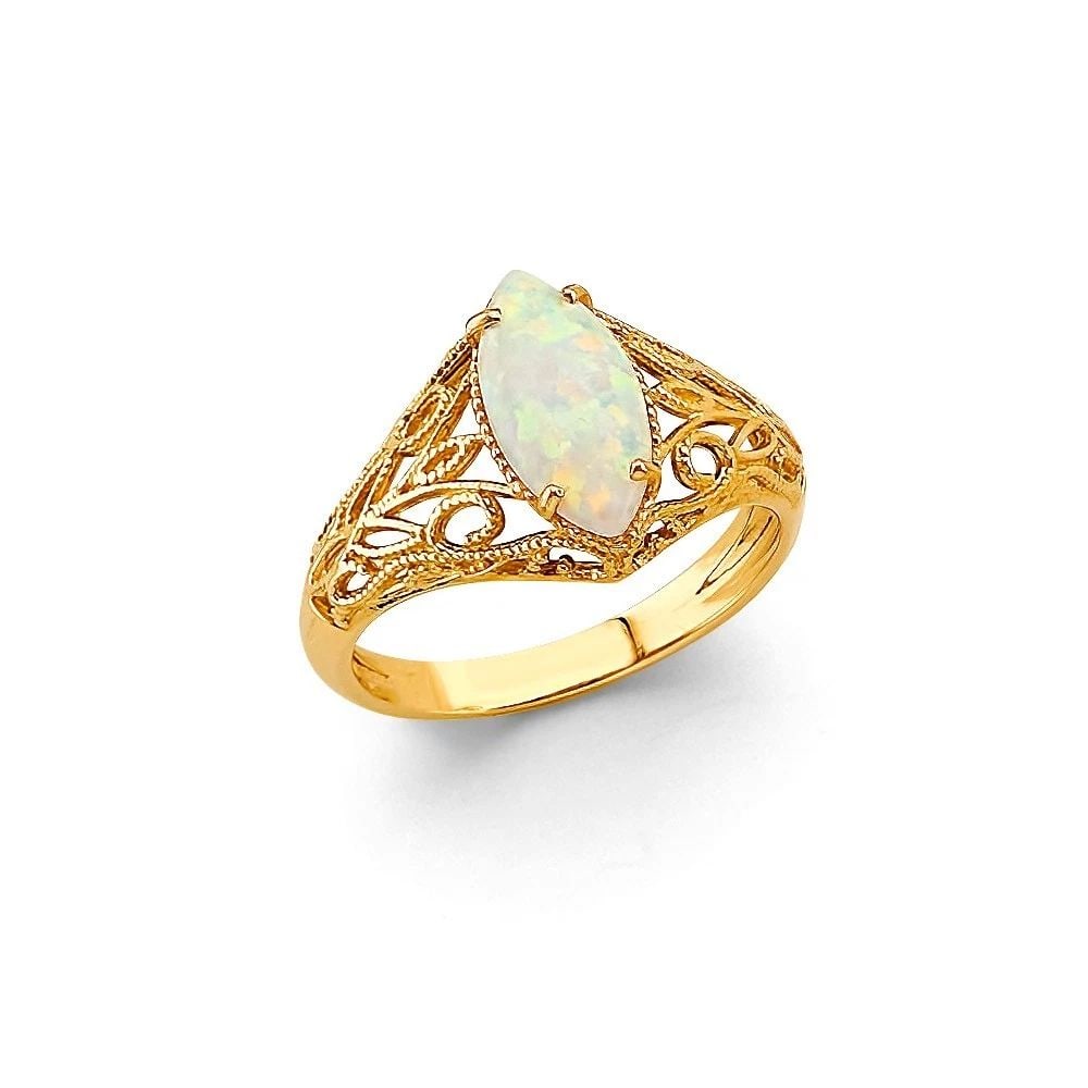 NEW 14K YELLOW GOLD FANCY OPAL RING - SIZE 7: NEW 14K YELLOW GOLD FANCY OPAL RING FANCY OPAL RING NEW 14K YELLOW GOLD WIDTH : WEIGHT : 2.8g