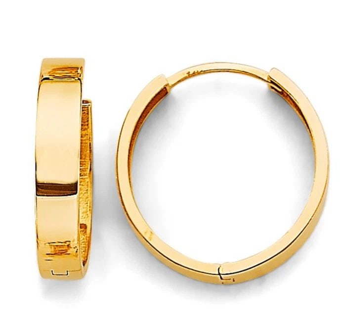 NEW 14K YELLOW GOLD PLAIN HUGGIES EARRINGS (1 of 2)
