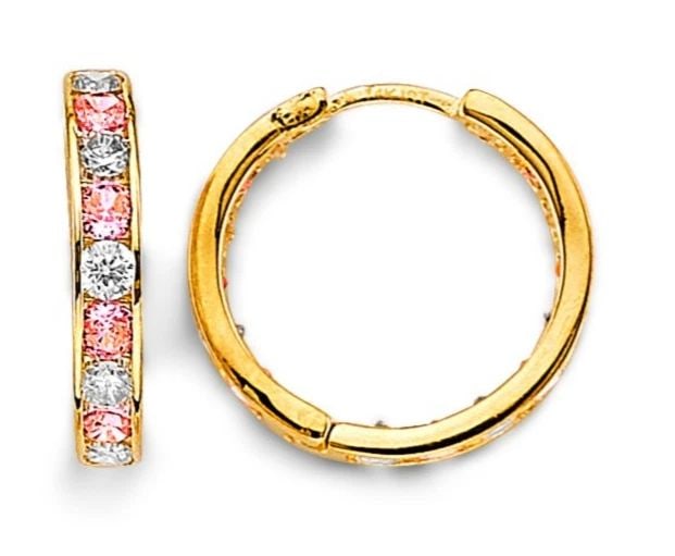 NEW 14K YELLOW GOLD CHANNEL HUGGIES EARRINGS (1 of 2)