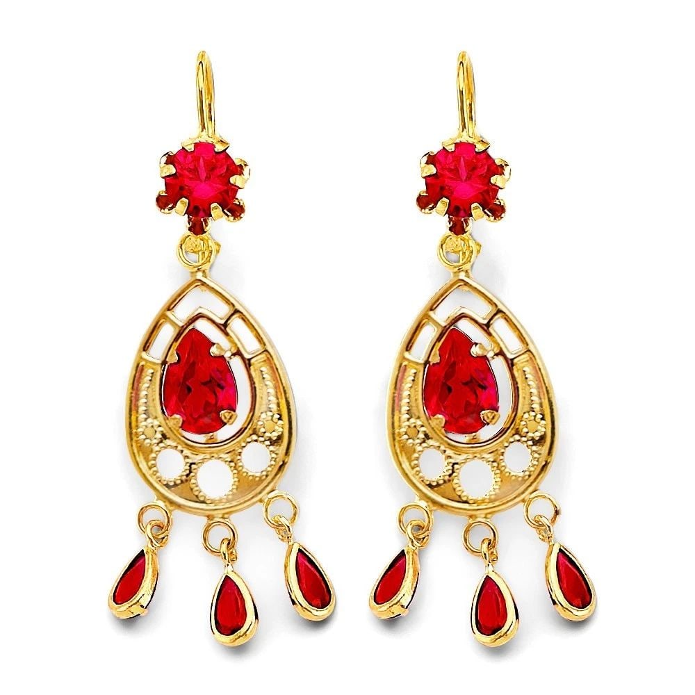 NEW 14K YELLOW GOLD CHANDELIER STUD EARRING (1 of 2)