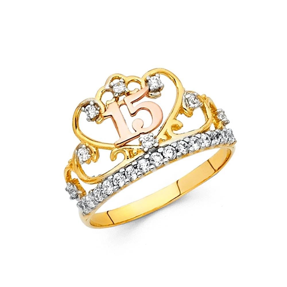 NEW 14K TRI COLOR GOLD 15 YEARS RING (1 of 2)