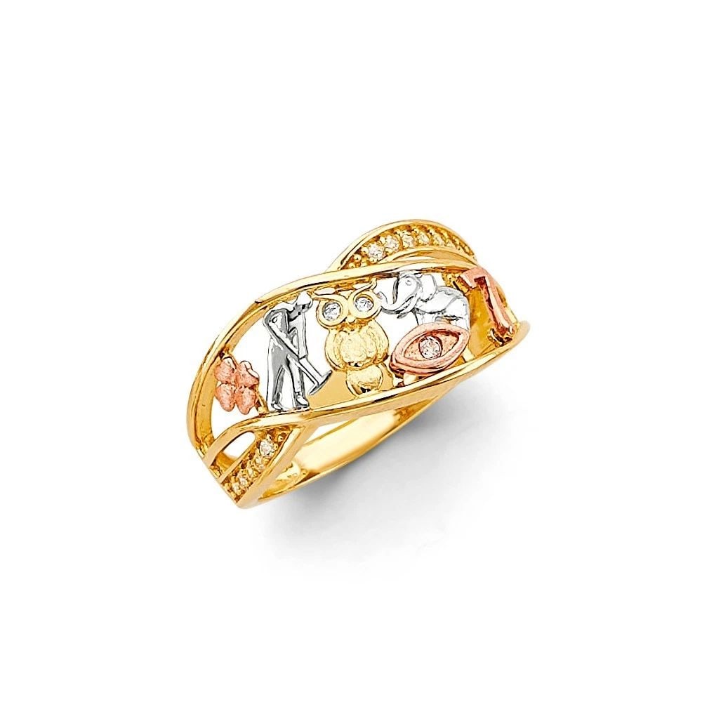 NEW 14K TRI COLOR GOLD LUCKY RING: NEW 14K TRI COLOR GOLD LUCKY RING LUCKY RING NEW 14K TRI COLOR GOLD WIDTH : Average Apx WEIGHT : 2.7g
