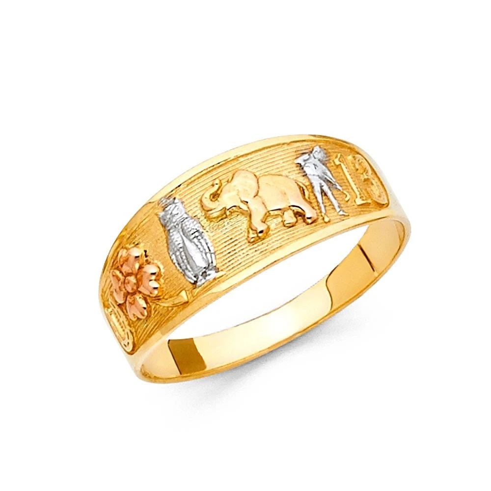 NEW 14K TRI COLOR GOLD LUCKY RING - SIZE 7: NEW 14K TRI COLOR GOLD LUCKY RING LUCKY RING NEW 14K TRI COLOR GOLD WIDTH: 8 mm Average Apx. WEIGHT: 2.7 g