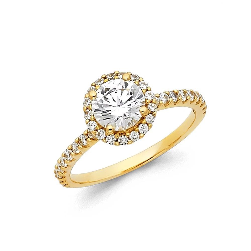 NEW 14K YELLOW GOLD ROUND ENGAGEMENT RING WITH ROUND SIDE (1 of 2)