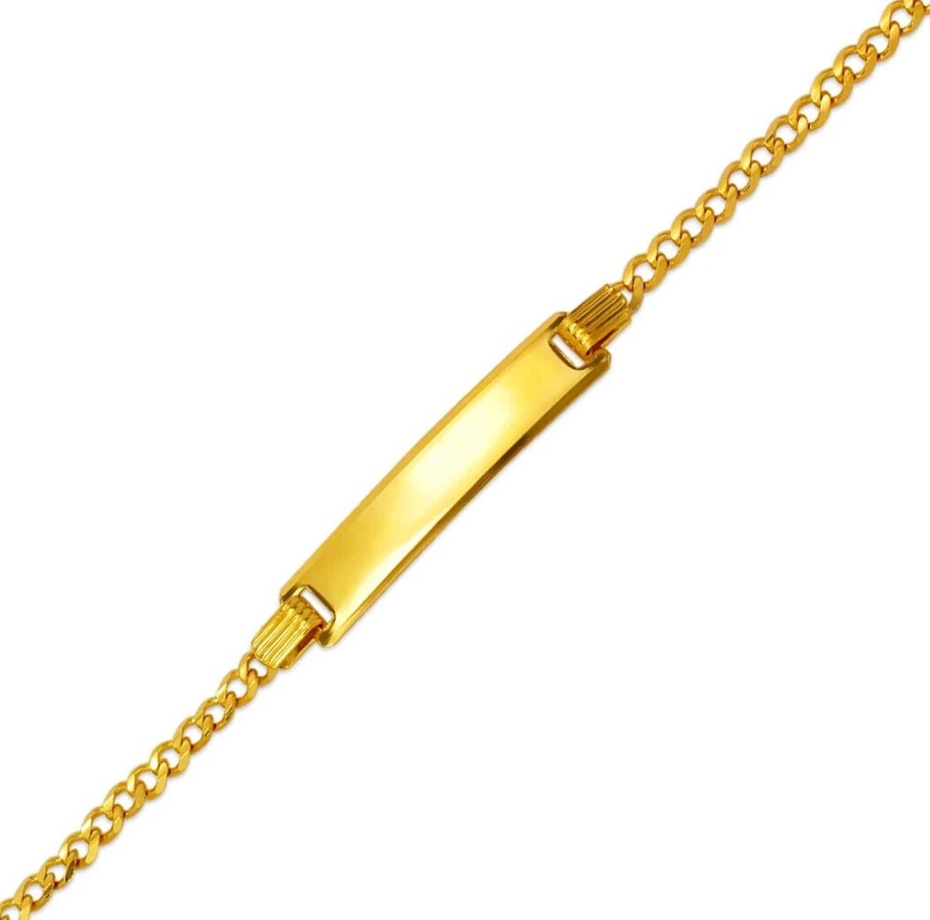 NEW 14K YELLOW GOLD CURB X-LIGHT BABY ID BRACELET (1 of 2)