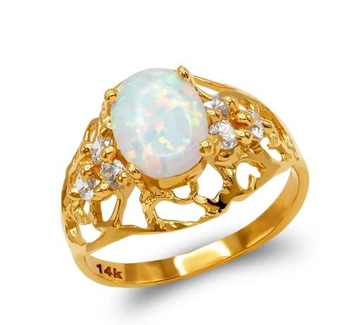 NEW 14K YELLOW GOLD LADIES OPAL RING: NEW 14K YELLOW GOLD LADIES OPAL RING LADIES OPAL RING NEW 14K YELLOW GOLD SIZE Apx: 13mm Apx WEIGHT: 2.7g