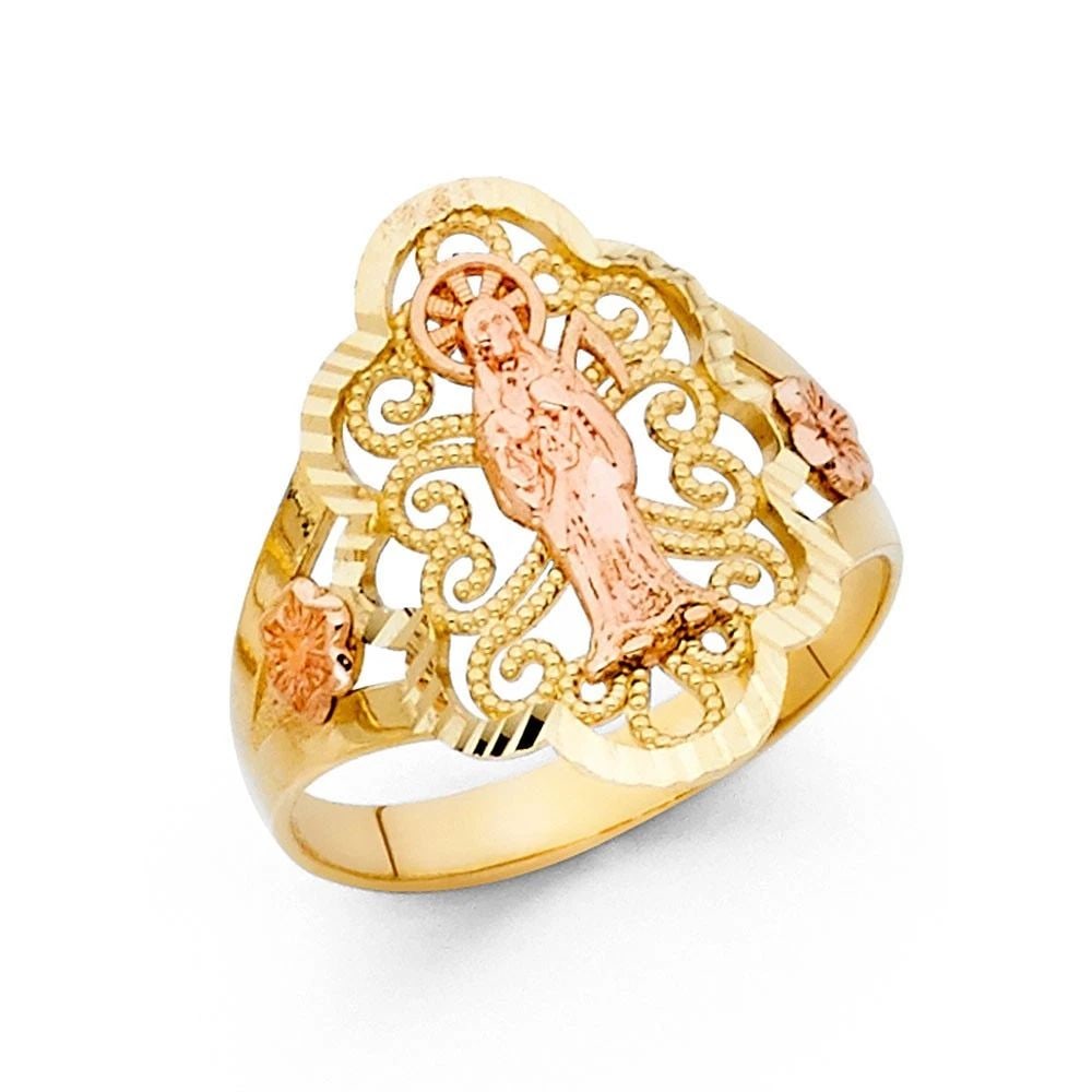 NEW 14K TWO TONE GOLD FANCY RING - SIZE 7 (1 of 2)